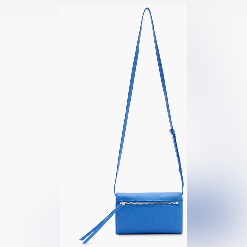 New without tags AllSaints Fetch Leather Blue Wallet on Chain silver chain